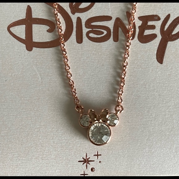 Disney's Minnie Mouse Rose Gold Tone Crystal Necklace - Picture 3 of 6